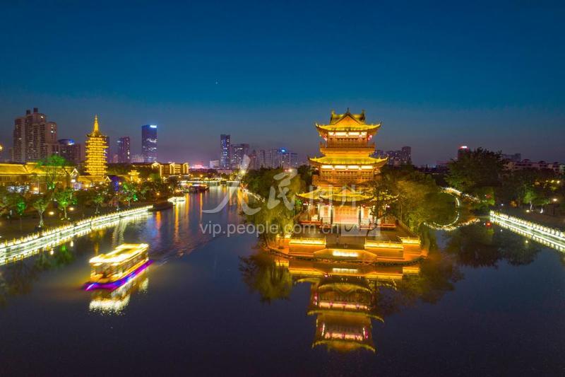江苏淮安:里运河文化长廊景区夜色璀璨