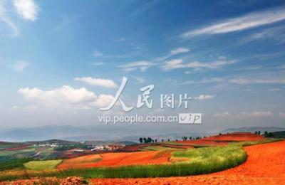云南东川红土地色彩斑斓-人民图片网