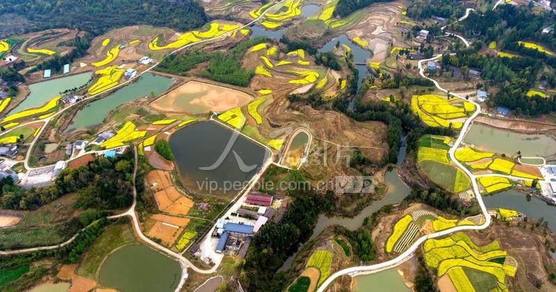 3月14日,俯瞰秦巴山区深处的四川省巴中市通江县广纳镇东山村乡村湿地