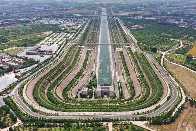 河南荥阳:俯瞰南水北调中线穿黄隧洞工程