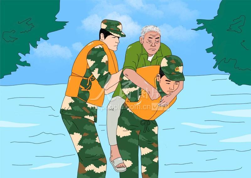 漫画奋战在抗洪一线的勇士