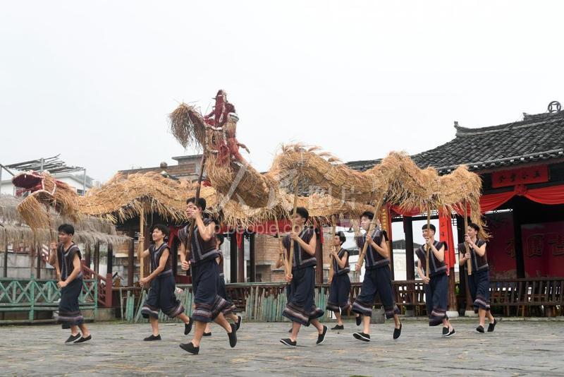 广西罗城：仫佬族群众舞草龙-人民图片网